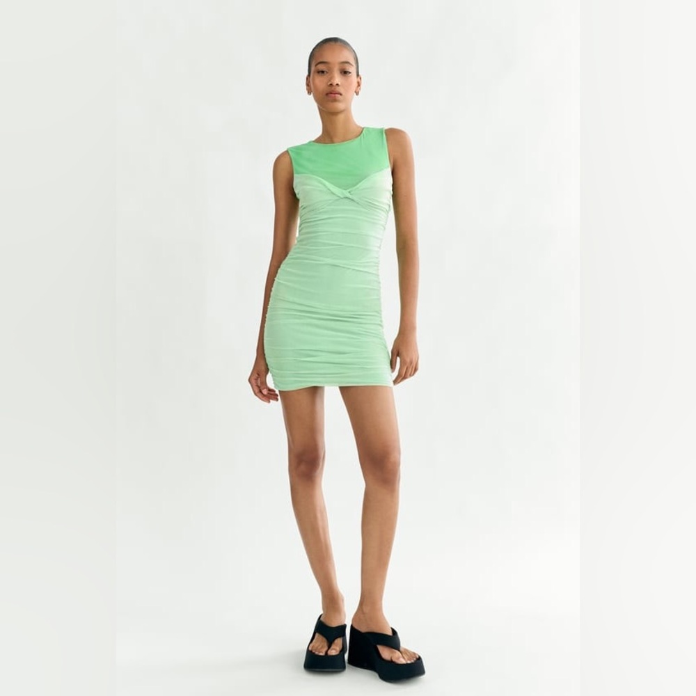ZARA tulle mesh ruched mini DRESS